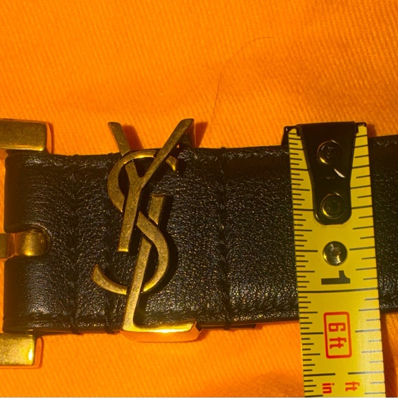 YSL - Saint Laurent Paris Women’s Logo Belt Black Size 85 Gold Hardware. EUC - Picture 15 of 16